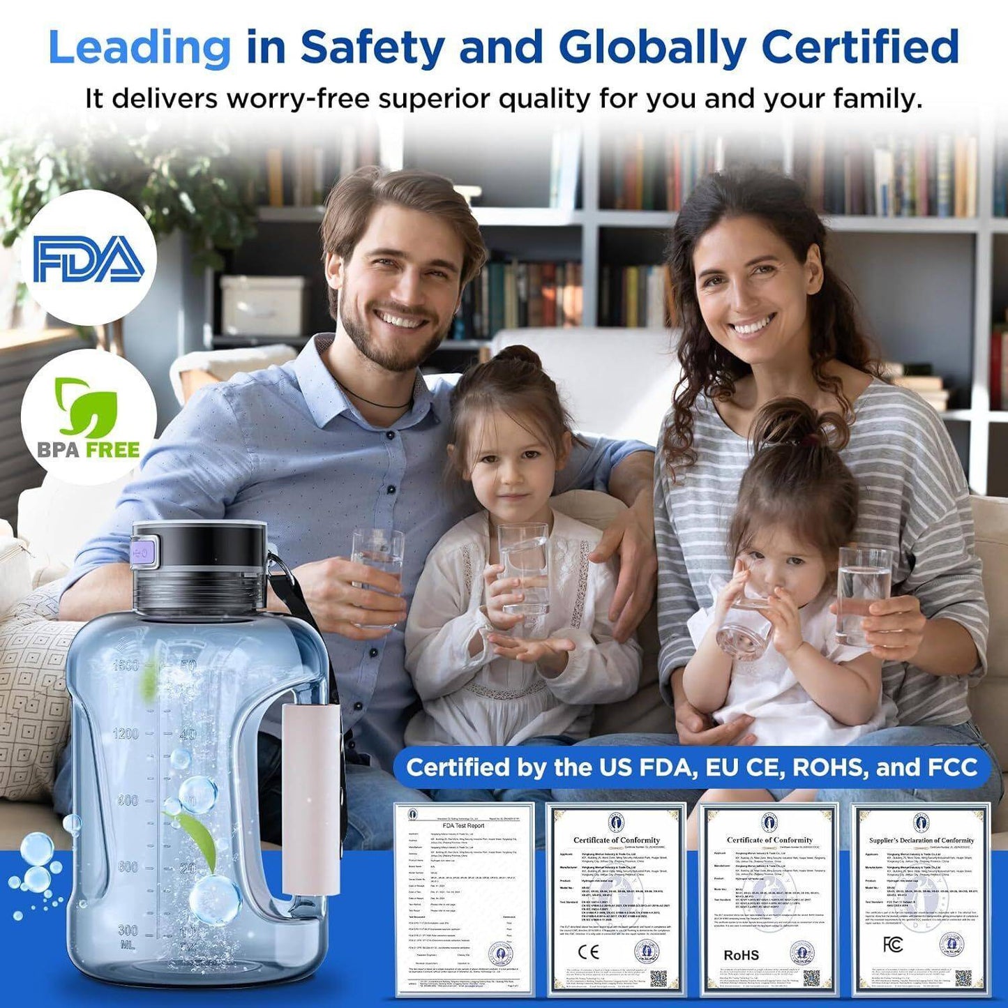 Generador de Agua Rica en Hidrógeno Portátil 1.5L |