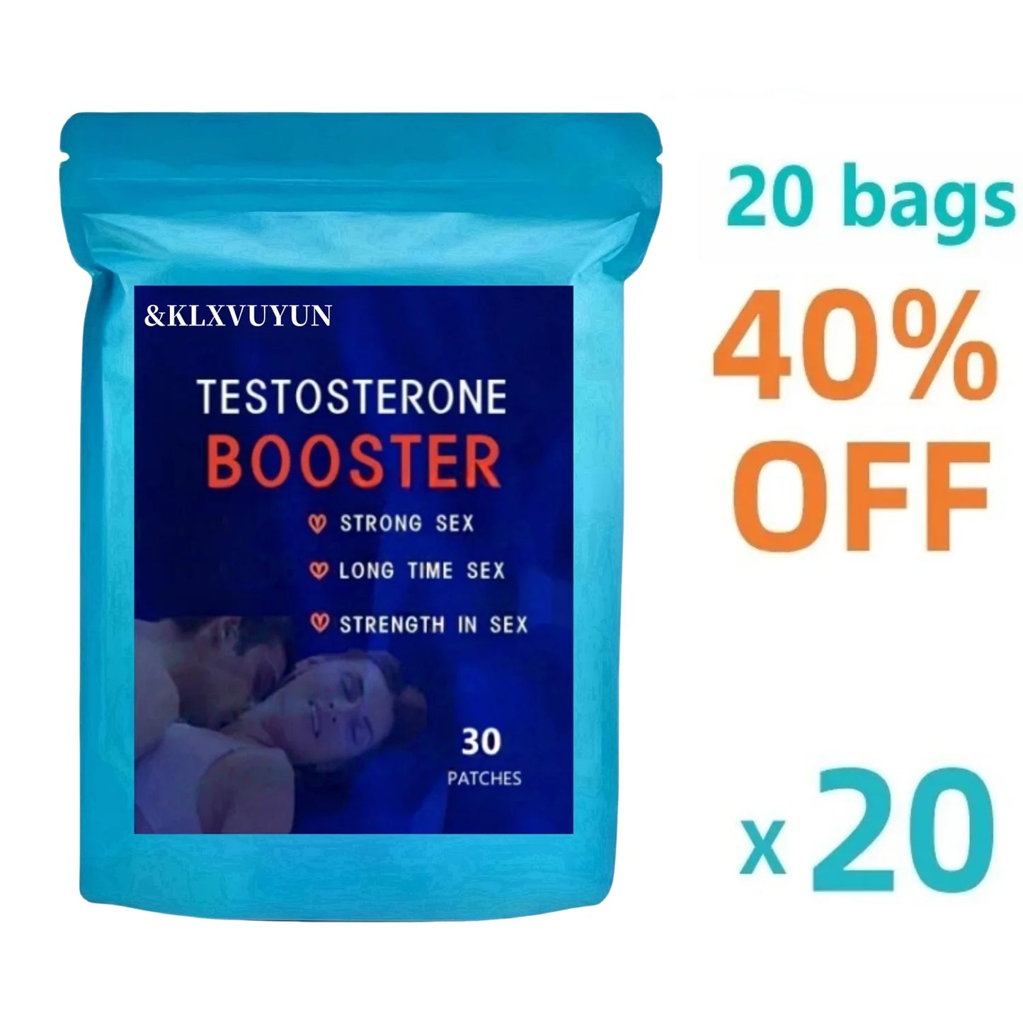 Testosterone Booster – 30 Parches Transdérmicos con Maca y Shilajit para Energía, Resistencia y Fuerza